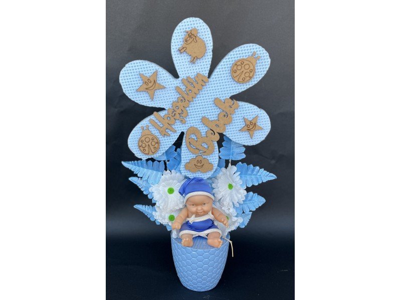 Strafor Yıldızlı Erkek Bebekli Yapay Çiçek Strafor Yıldızlı Erkek Bebekli Yapay Çiçek