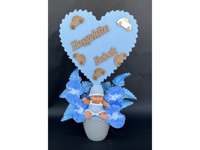 Strafor Kalpli Bebekli Yapay Çiçek