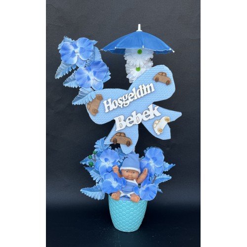 Küçük Şemsiyeli Bebekli Yapay Çiçek