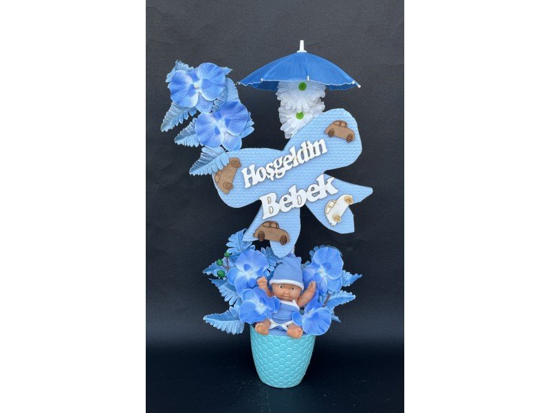 Küçük Şemsiyeli Bebekli Yapay Çiçek