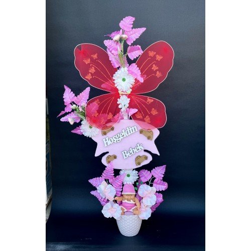 Kelebekli Bebekli Yapay Çiçek