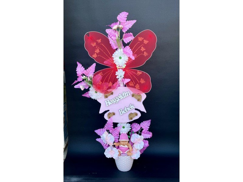 Kelebekli Bebekli Yapay Çiçek